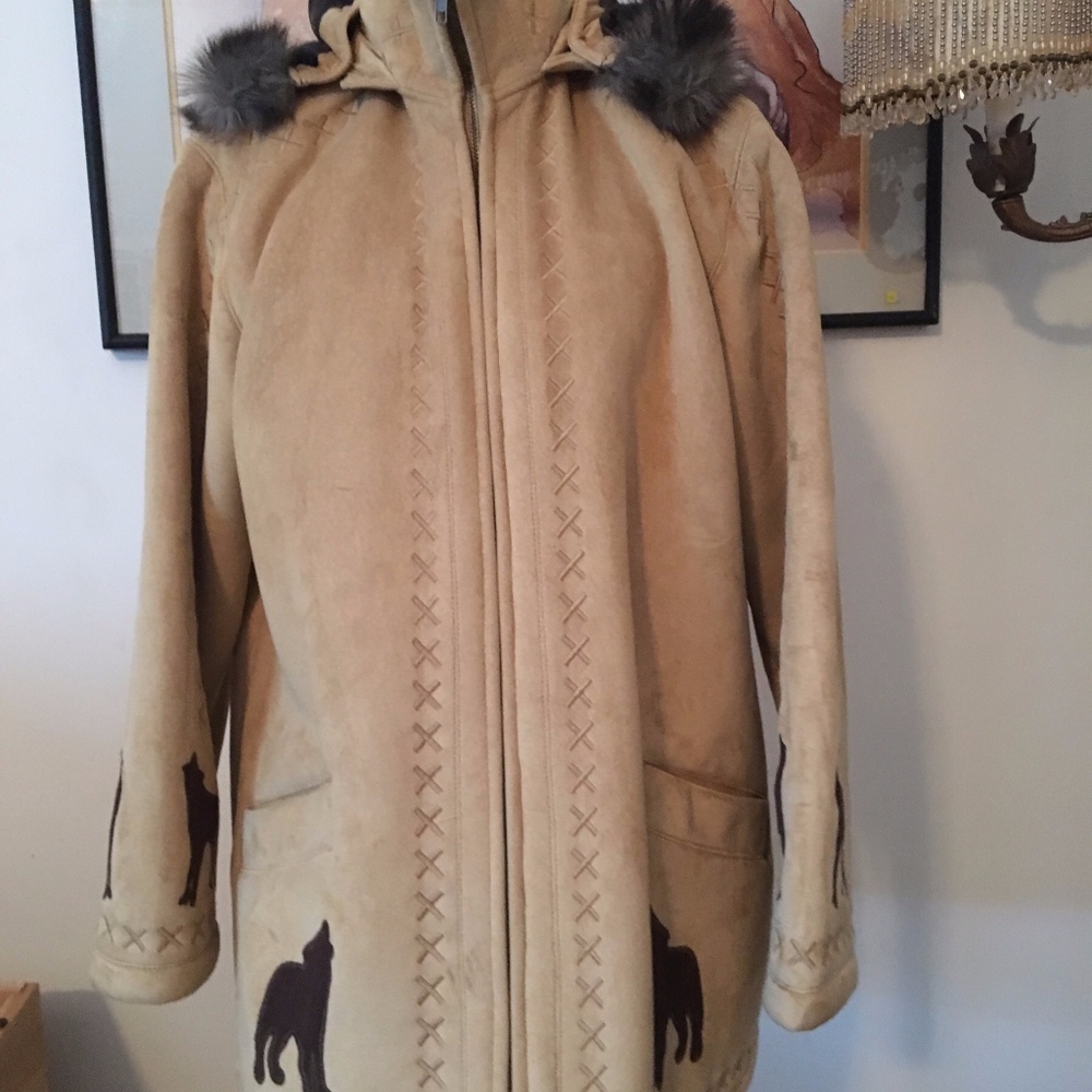 Suede-Like Coldwater Creek Wolf Coat, S
